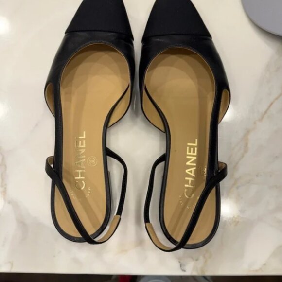 CHANEL Black Open-Toe Flats - Picture 5 of 5